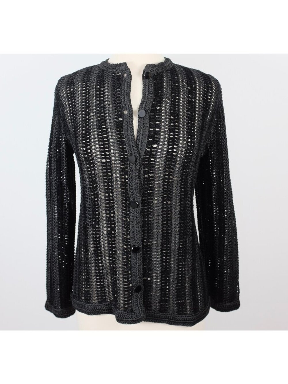 Vintage 70s GIVENCHY Haute Couture sz M cardigan sweater top hand knit black